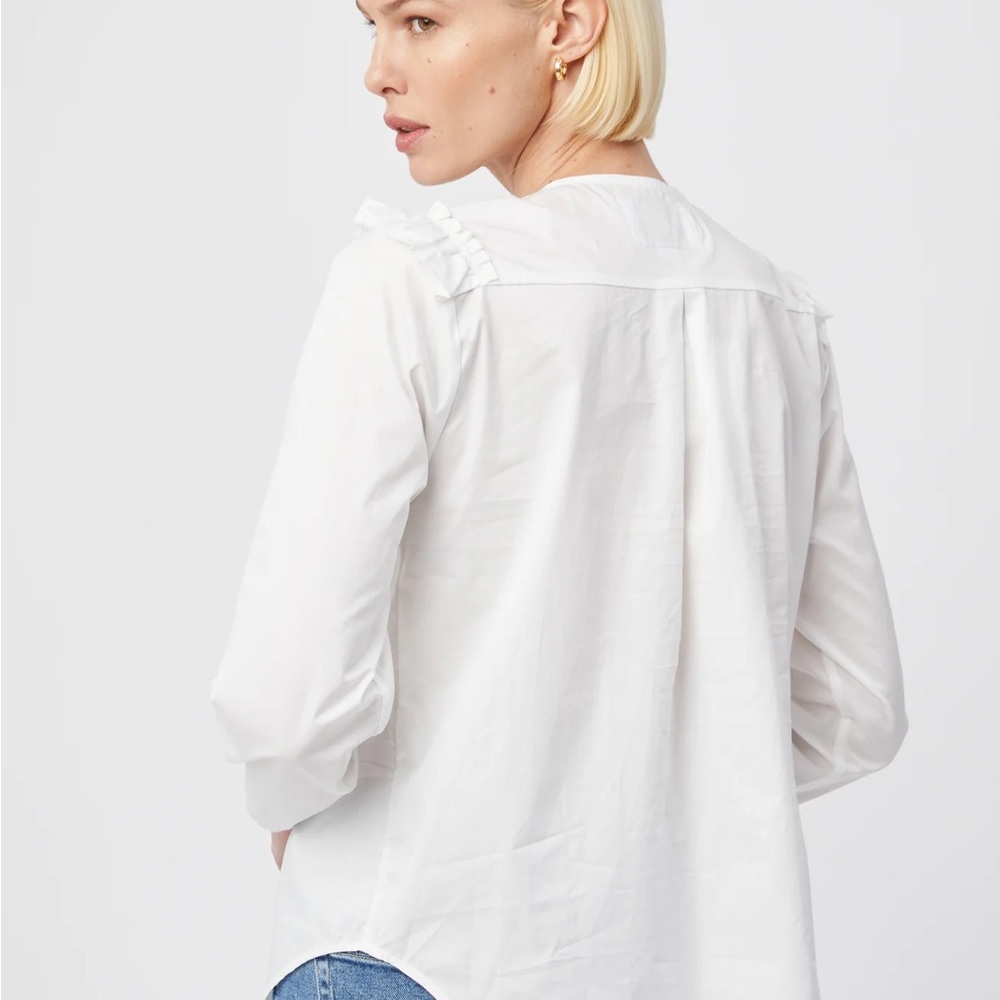 NWT The Shirt Rochelle Behrens Lindsay White Eyelet Button Shirt Poplin Lace L - Picture 6 of 14
